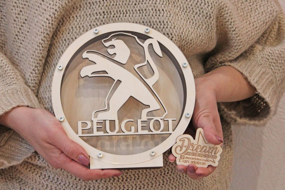 Krājkase apaļa ar PEUGEOT automašīnas logotipu