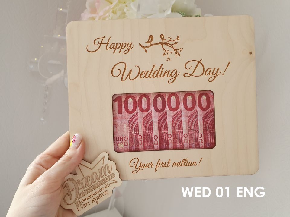 Подарочная рамка Миллион / Happy Wedding Day! (птички на ветке)