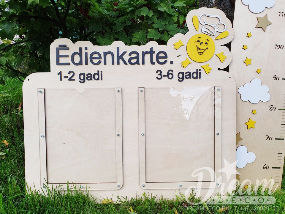 Sienu dekors bērniem, bērnudārzam - Ēdienkarte