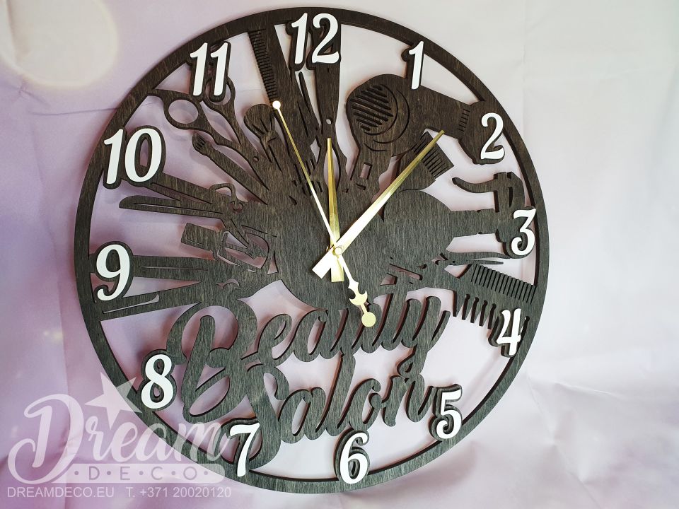 Часы для салона или парикмахерской с надписью - BEAUTY SALON