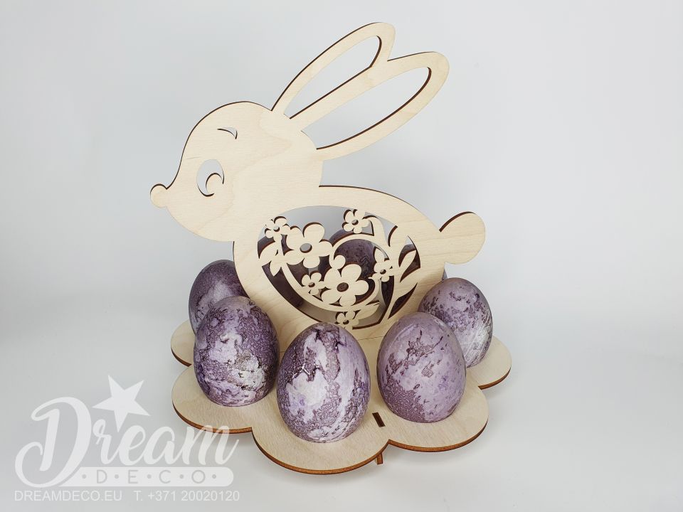 Подставка для яиц - Пасхальный зайчик с цветочным декором