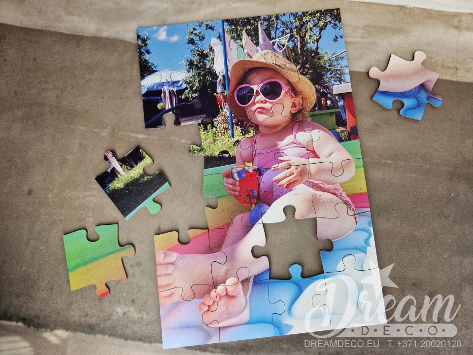 Koka mozaika ar jūsu bērna foto (24 gabaliņi)
