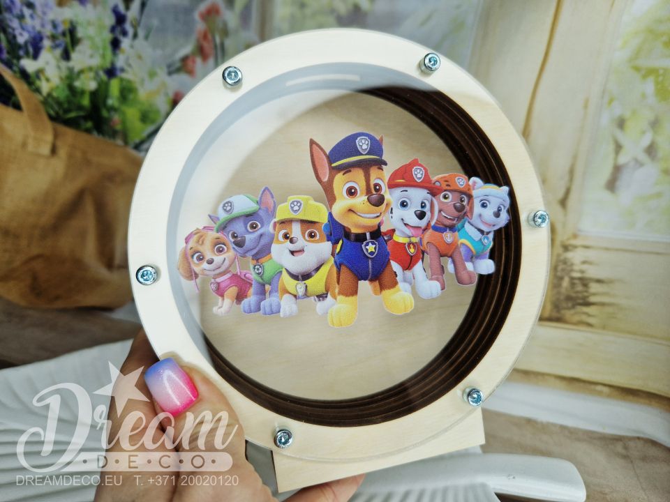 Деревянная копилка с цветным изображением героев мультфильма "Paw Patrol"