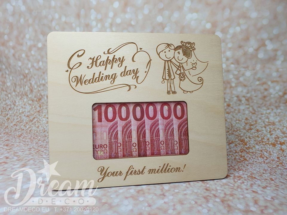 Подарочная рамка Миллион / Happy Wedding day! (молодожены)