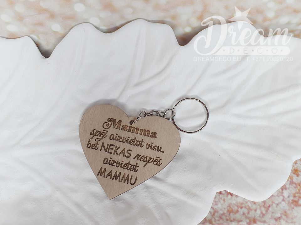 Брелок для ключей в форме сердца с тонировкой и надписью для мамы