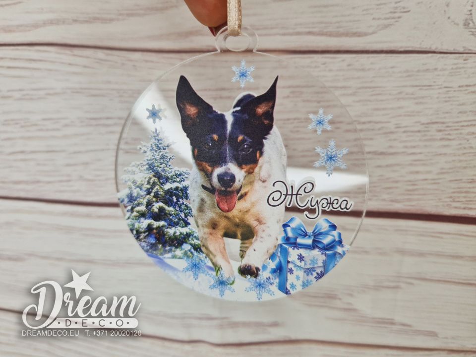 Ёлочные игрушки с фото вашего питомца из оргстекла
