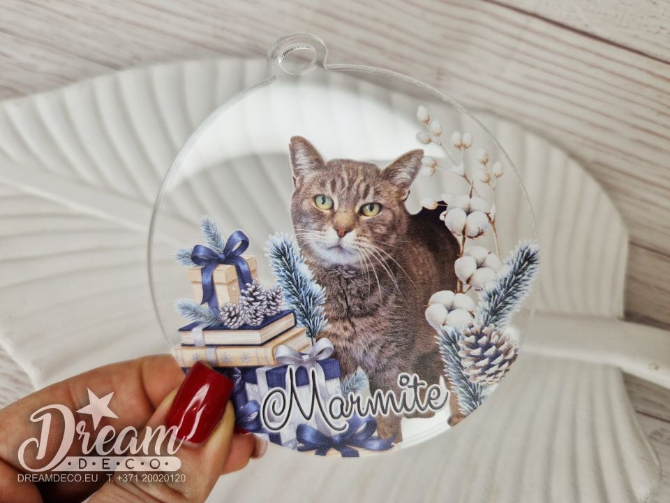 Ёлочные игрушки с фото вашего питомца из оргстекла