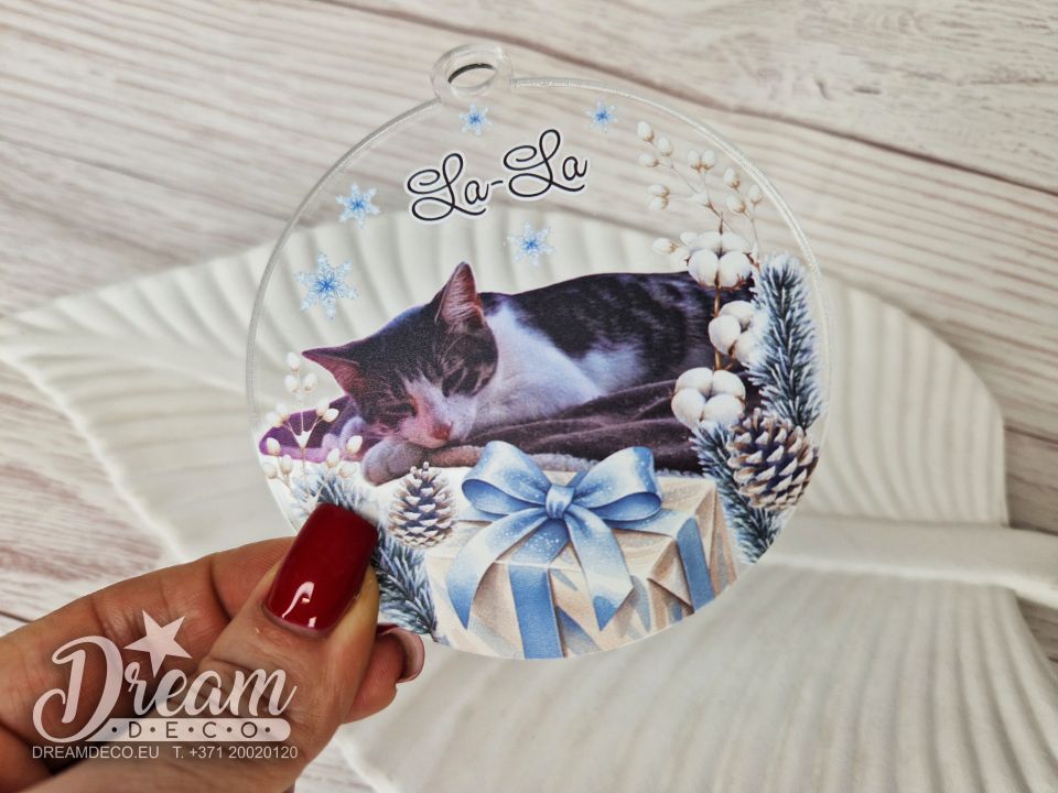 Ёлочные игрушки с фото вашего питомца из оргстекла