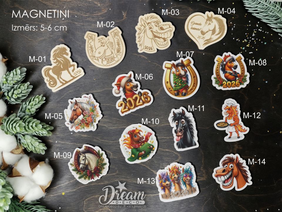 Новогодние магнитики 2026 с лошадями