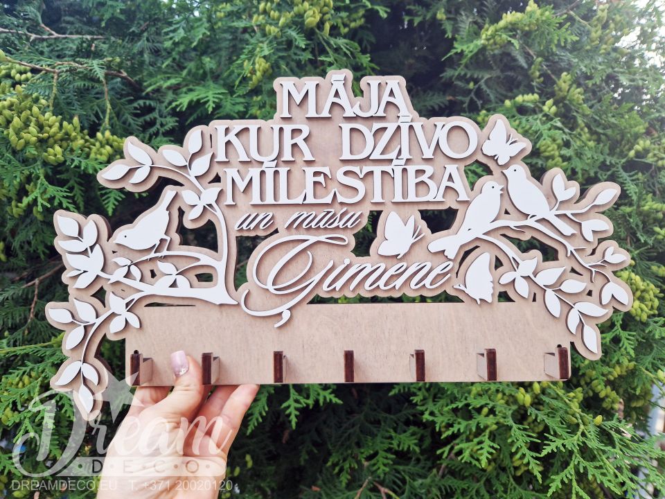 Koka atslēgu turētājs ģimenei - Māja, kur dzīvo mīlestība un mūsu ģimene