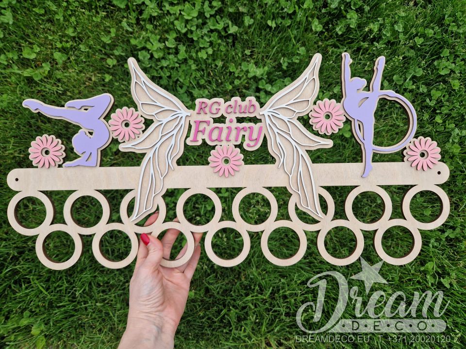 Медальница RG club Fairy с крыльями и гимнастками