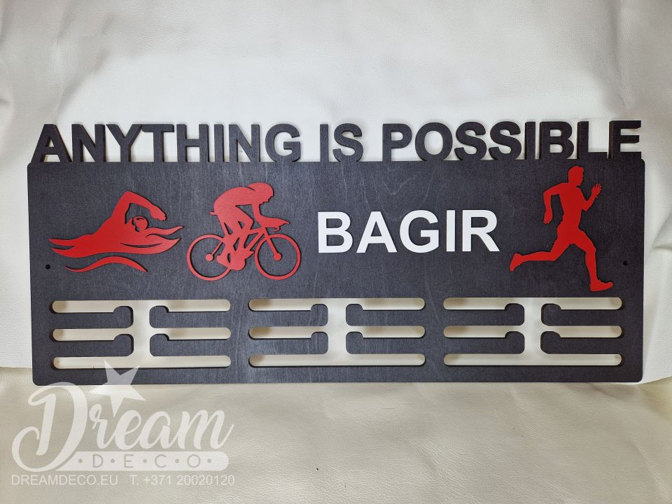 Именная медальница для триатлона «Anything Is Possible»